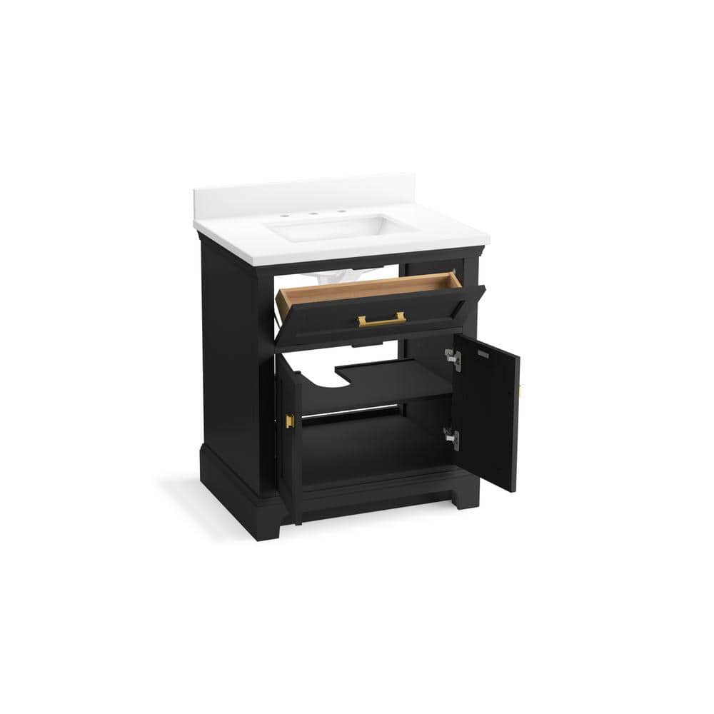 Charlemont 30" Ferrous Grey MDF Bathroom Vanity with Quartz Top