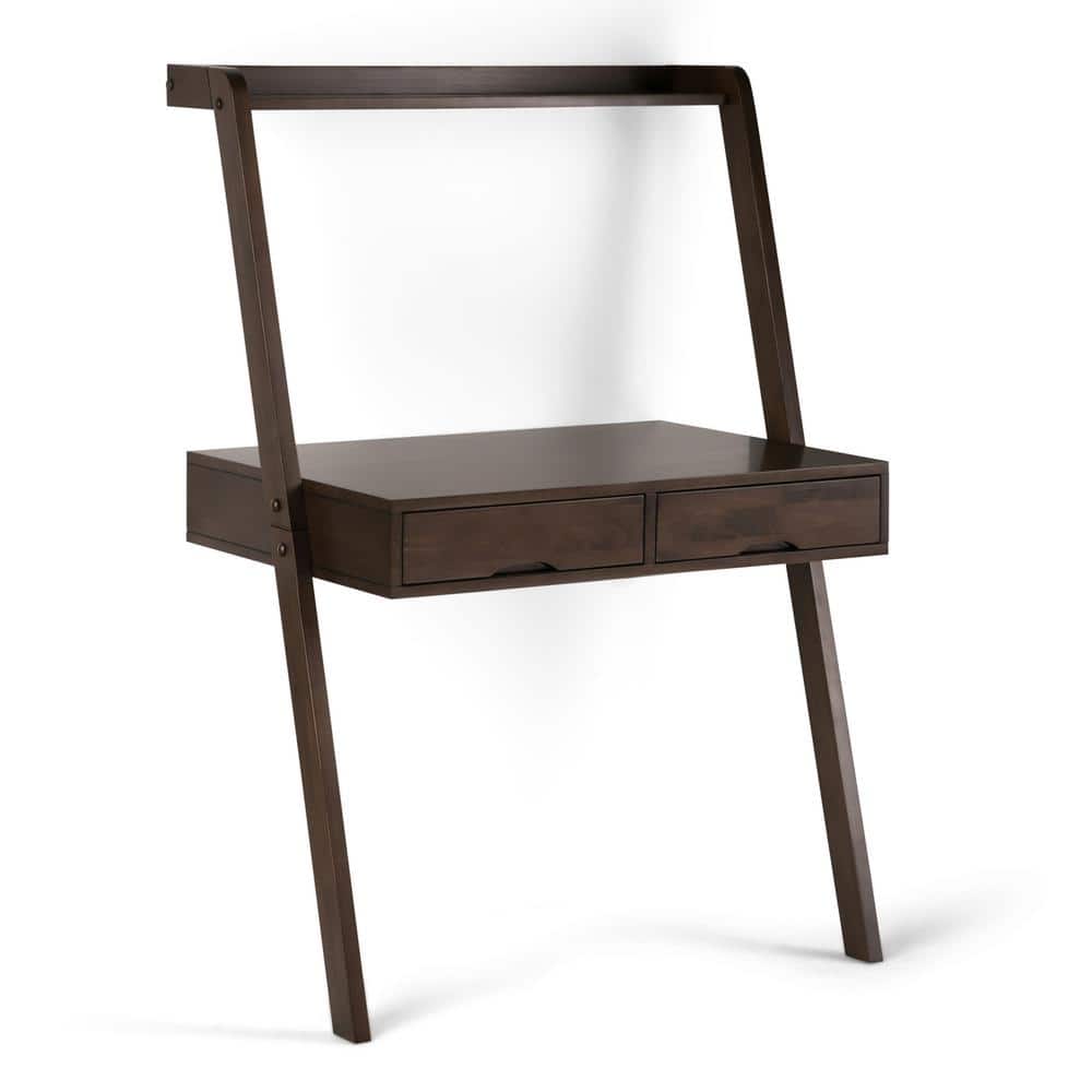 Aleck 36" Warm Walnut Brown Solid Wood Leaning Desk