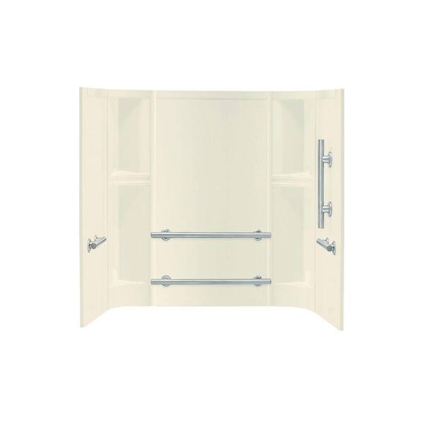 STERLING Accord 30 in. x 60 in. x 55 in. 3-Piece Direct-to-Stud Alcove Tub Surround in Biscuit