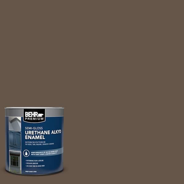 1 qt. #N220-7 Cavalry Brown Semi-Gloss Enamel Urethane Alkyd Interior/Exterior Paint