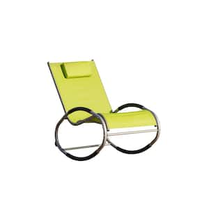 Belle Green Iron Patio Swing Oval Metal Recliner Lounge Chair
