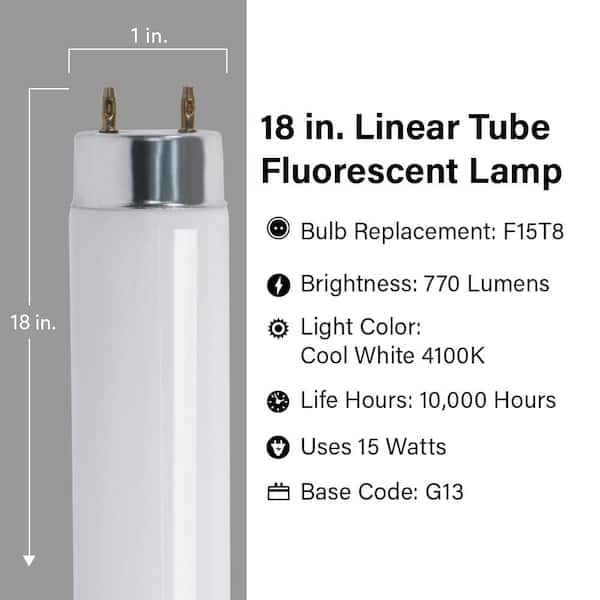 15-Watt 18 in. T8 G13 Linear Fluorescent Tube Light Bulb, Cool White 4100K (1-Pack)