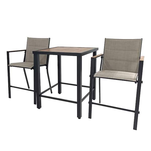 Longview 3-Piece Metal Outdoor Counter Height Dining Set With Padded Sling
