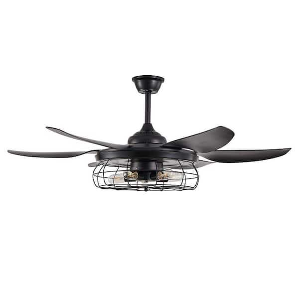 Modern Ceiling Fan with Light 52 in. 5-Light Black Flush Mount with Bulb Not Included(1-Pack)