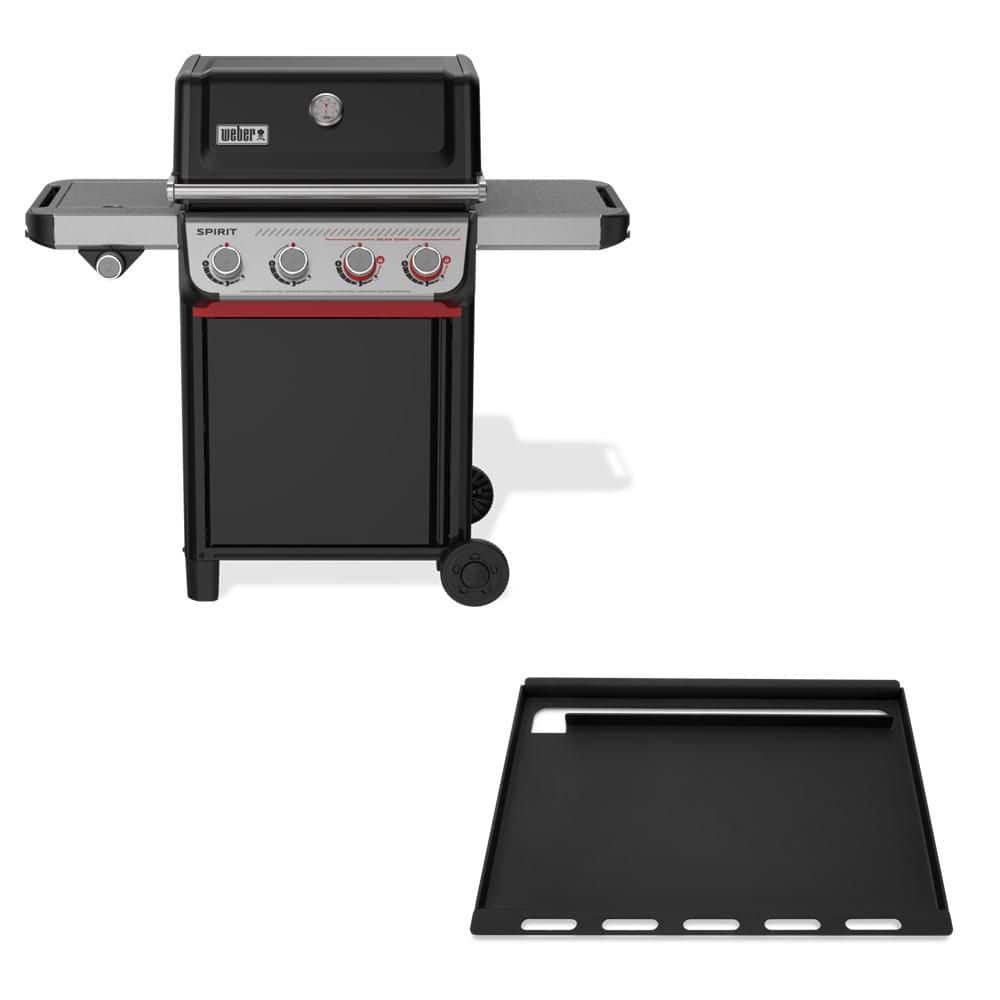 Spirit E-435 4-Burner Liquid Propane Gas Grill in Black with Rust-Resistant Griddle Insert