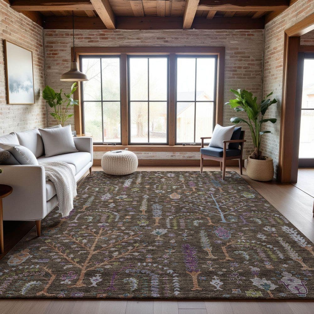 Mayfield Premium Machine Washable Abstract AMF1152 Brown 10 ft. x 14 ft. Area Rug price history on PriceWatchPro