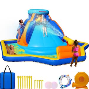 Battle Ridge Water Slide Bounce House, Stakes and Blower Included for Kids 3-8, Ideal for Medium to Large Backyards