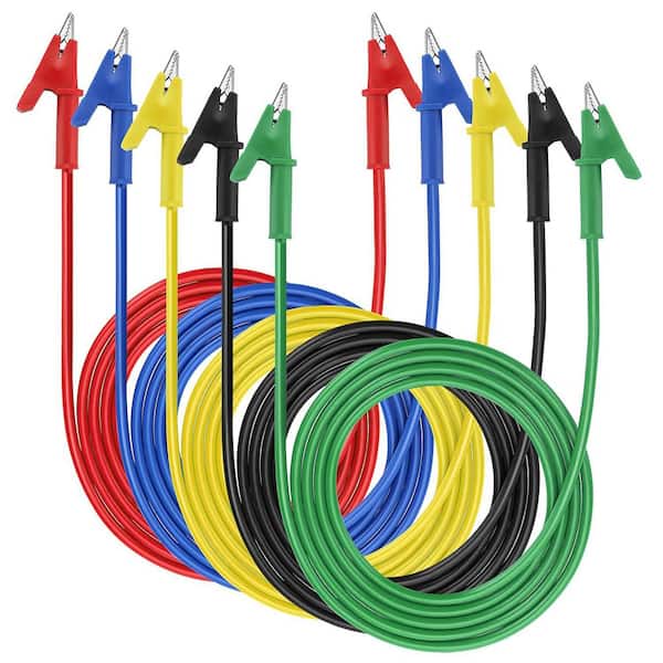 Lukyamzn 5-Piece Dual Ended 15A Alligator Clip Leads 2m Flexible Electrical Testing Wires with Insulator Clips