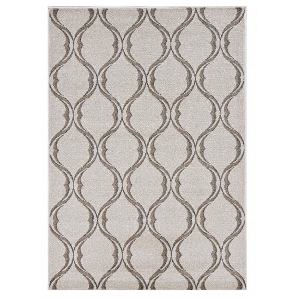 Ivory 7 ft. x 10 ft. Woven Polypropylene Rectangle Indoor/Outdoor Area Rug