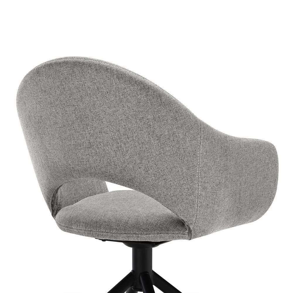 Gray Upholstered Swivel Side Chair with Black Metal Legs