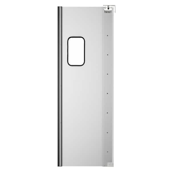 36 in. x 84 in. Universal/Reversible Silver Finished Aluminum Commercial Door Slab Swinging Traffic Door 9x14 in. Window