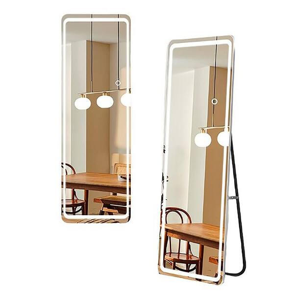 Unbranded White 20 in. W x 63 in. H Rectangle Full Length Mirror with Stand, Full Body Mirror for Living Room Bedroom Cloakroom