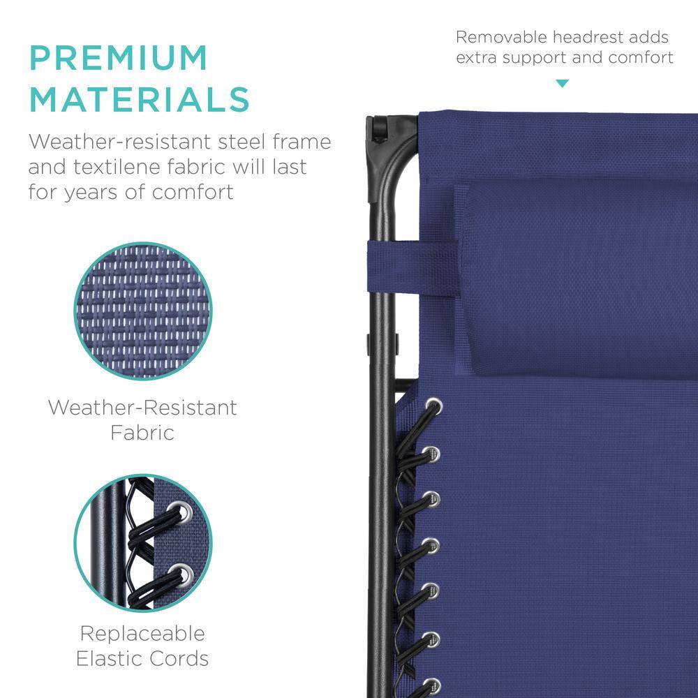 Navy Blue Steel Zero Gravity Recliner with Canopy and Tray