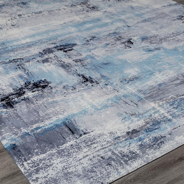 2 ft. x 3 ft. Azure/Grey Tones Area Rug