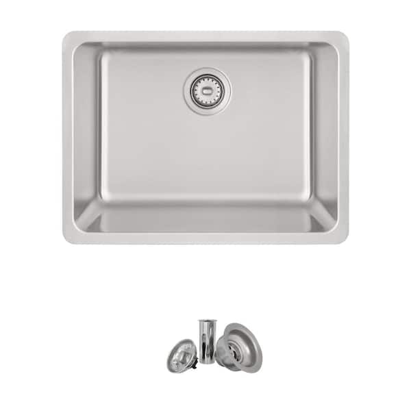 Dual-Mount 23 in. Stainless Steel Single Bowl 18 Gauge Kitchen Sink with Strainer