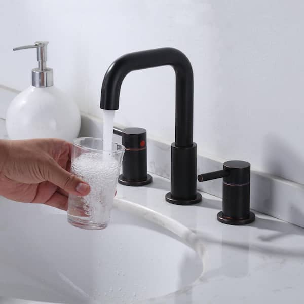 8 in. Widespread Double Handle Bathroom Faucet with Swivel Spout, 2-Aerators, Drain, Supply Lines in Oil Rubbed Bronze