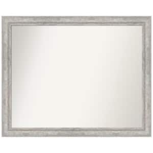 Angled Silver 31.25 in. x 25.25 in. Non-Beveled Modern Rectangle Wood Framed Bathroom Wall Mirror in Silver