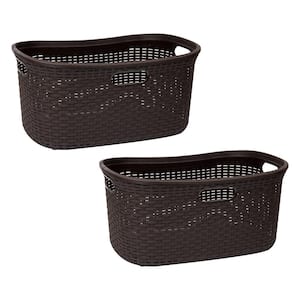 Brown 11 in. H x 14.5 in. W x 23 in. L Plastic 40L Slim Ventilated Rectangle Laundry Hamper with Lid (Set of 2)