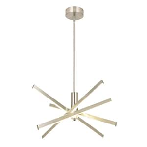 Kinlea 4 Light Integrated LED Brushed Nickel Sputnik Modern Linear Chandelier, Industrial Cylinder Pendant Light