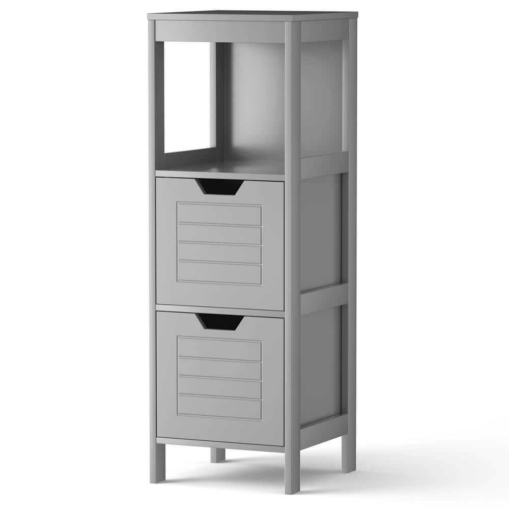 Modern Gray MDF Accent Cabinet with Safety Drawers