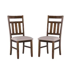 Krause Rustic Umber Brown Fabric Seat Dining Side Chair Set of 2
