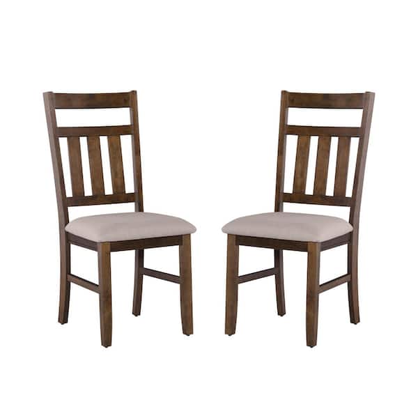 Linon Home Decor Krause Rustic Umber Brown Fabric Seat Dining Side Chair Set of 2
