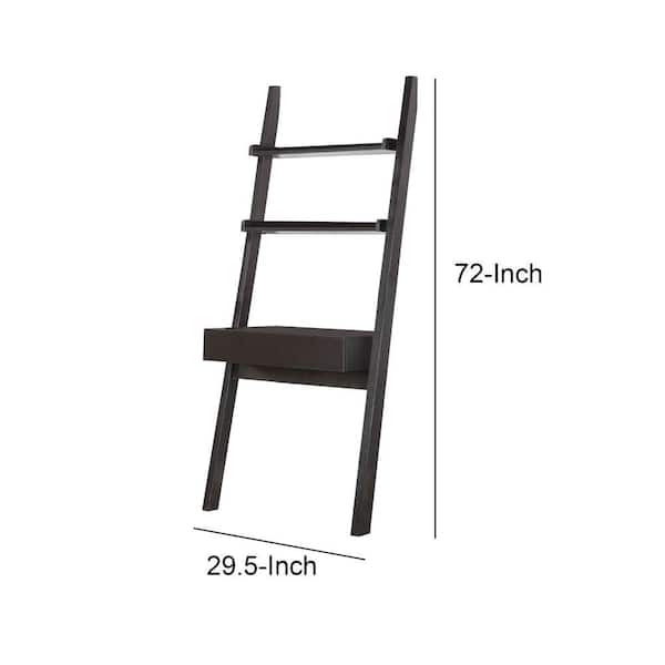 Benjara 29 5 In Cappuccino Rectangular 1 Drawer Ladder Desk With Shelves Bm172239 The Home Depot