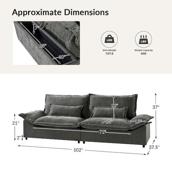 JAYDEN CREATION Romy Modern 102 in. Armless Polyester Sofa with