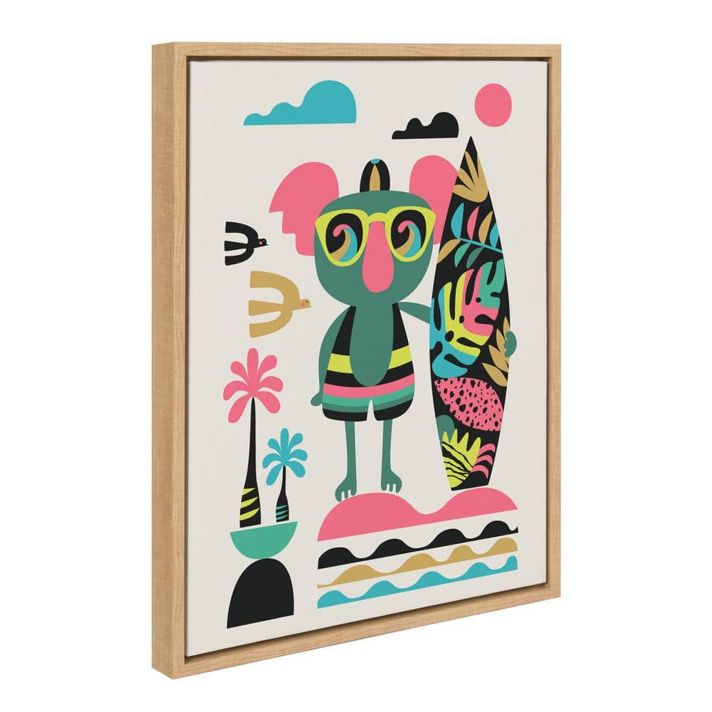 Mid Century Modern Neon Surf Koala Canvas Print, 24x18