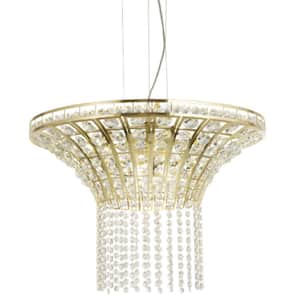 23.6 in. 8-Light Fashion Waterfall Gold Chandelier with Crystal Shade Ceiling Light for Living Room