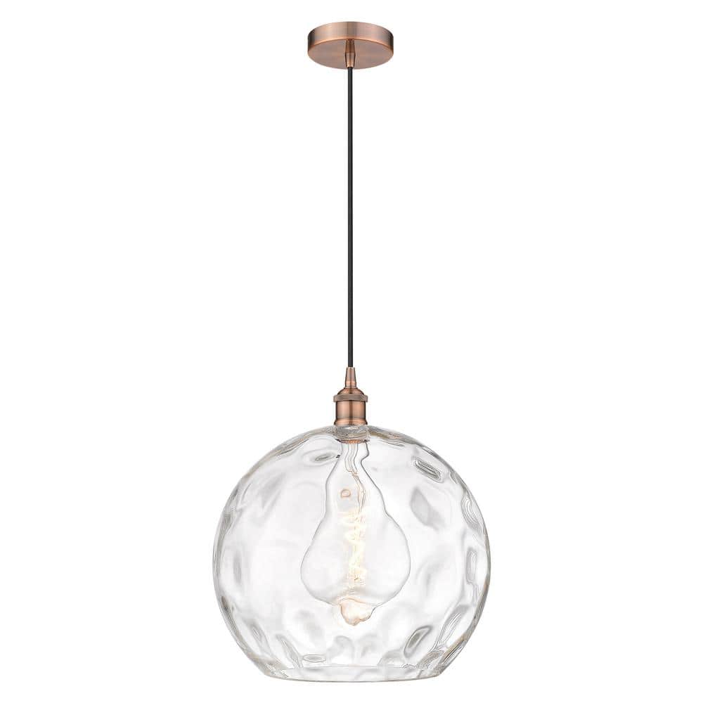 Antique Copper and Clear Glass 17" Pendant Light
