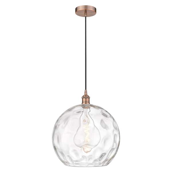 Innovations Athens Water Glass 60-Watt 1-Light Antique Copper Shaded Mini Pendant Light with Clear Glass Shade