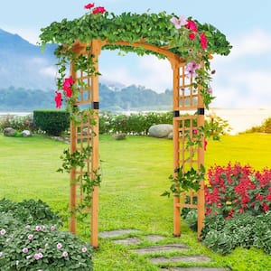 90 in. x 63 in. Wood Garden Arbor Arch with Trellis Wall for Climbing & Hanging Plants, for Party, Weddings, Birthdays