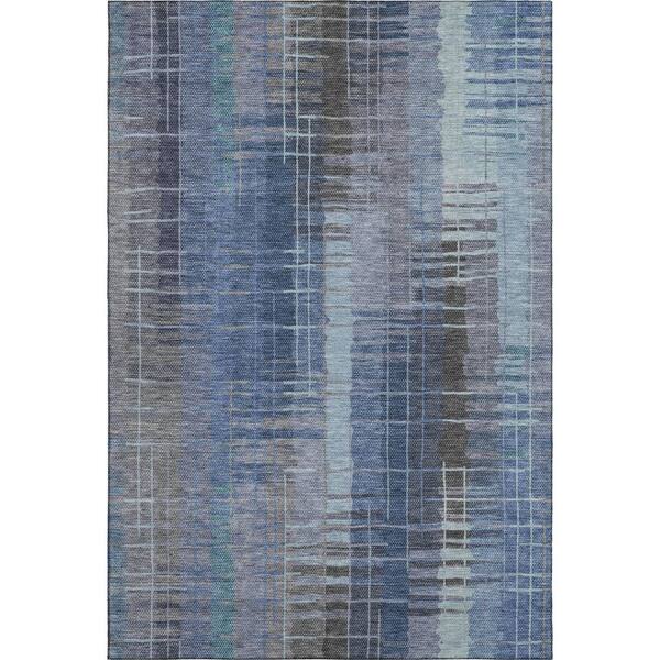 Mayfield Premium Machine Washable Abstract AMF2261 Denim 3 ft. x 5 ft. Area Rug