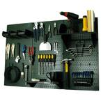 32 in. x 48 in. Metal Pegboard Standard Tool Storage Kit with Green Pegboard and Black Peg Accessories