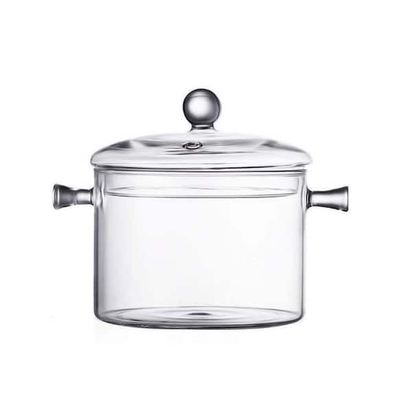 1.58 qt. Glass Saucepan with Cover, Heat-resistant Glass Stovetop Pot and Pan with Lid, The Best Handmade Cookware Set