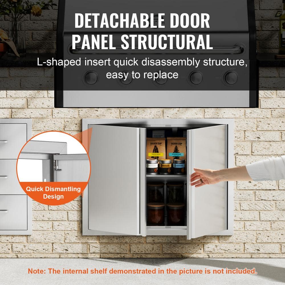 Stainless Steel Double Outdoor Kitchen Access Door with Recessed Handles