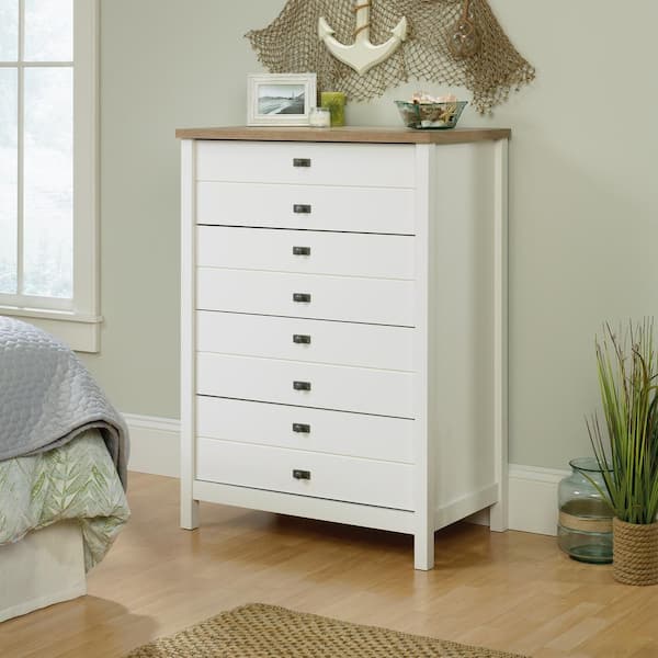 SAUDER Cottage Road 4-Drawer Soft White Chest of Drawers