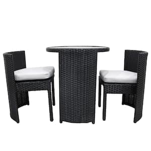 3-Piece Aluminum Patio Conversation Seating Set with White Cushions