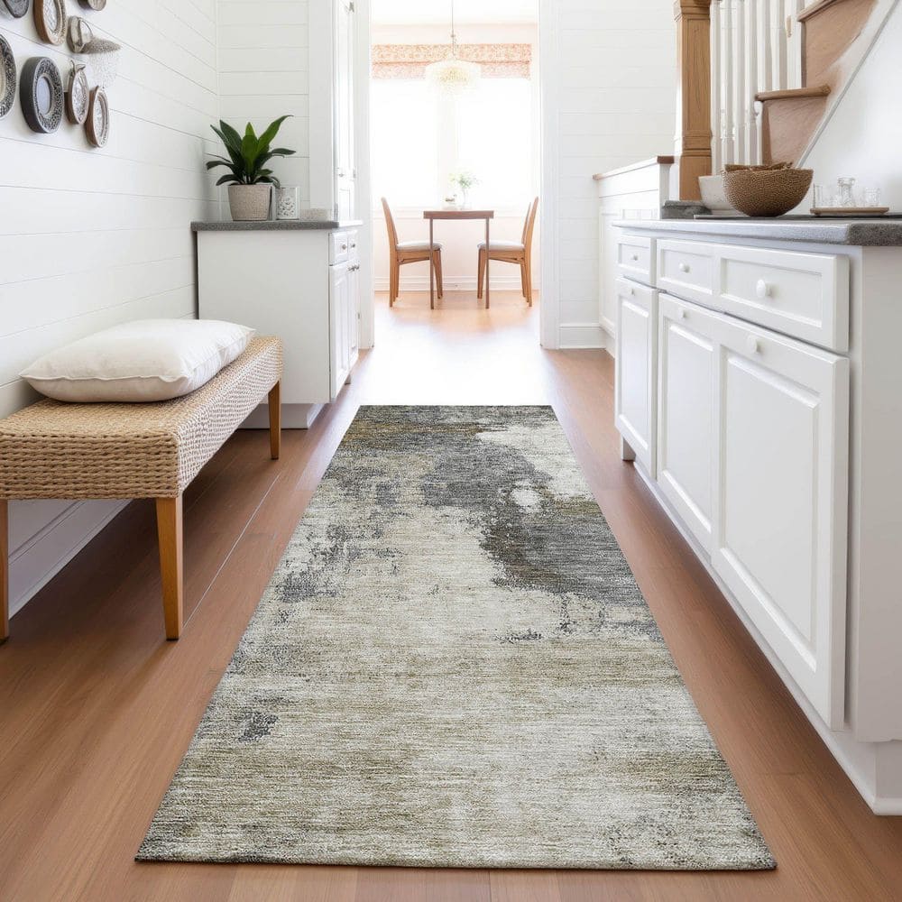 Mayfield Premium Machine Washable Abstract AMF1068 Gray 2 ft. 3 in. x 7 ft. 6 in. Runner Rug price history on PriceWatchPro