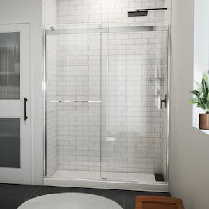 Sapphire-V 60 in. W x 76 in. H Sliding Semi Frameless Bypass Shower Door in Chrome with Clear Glass