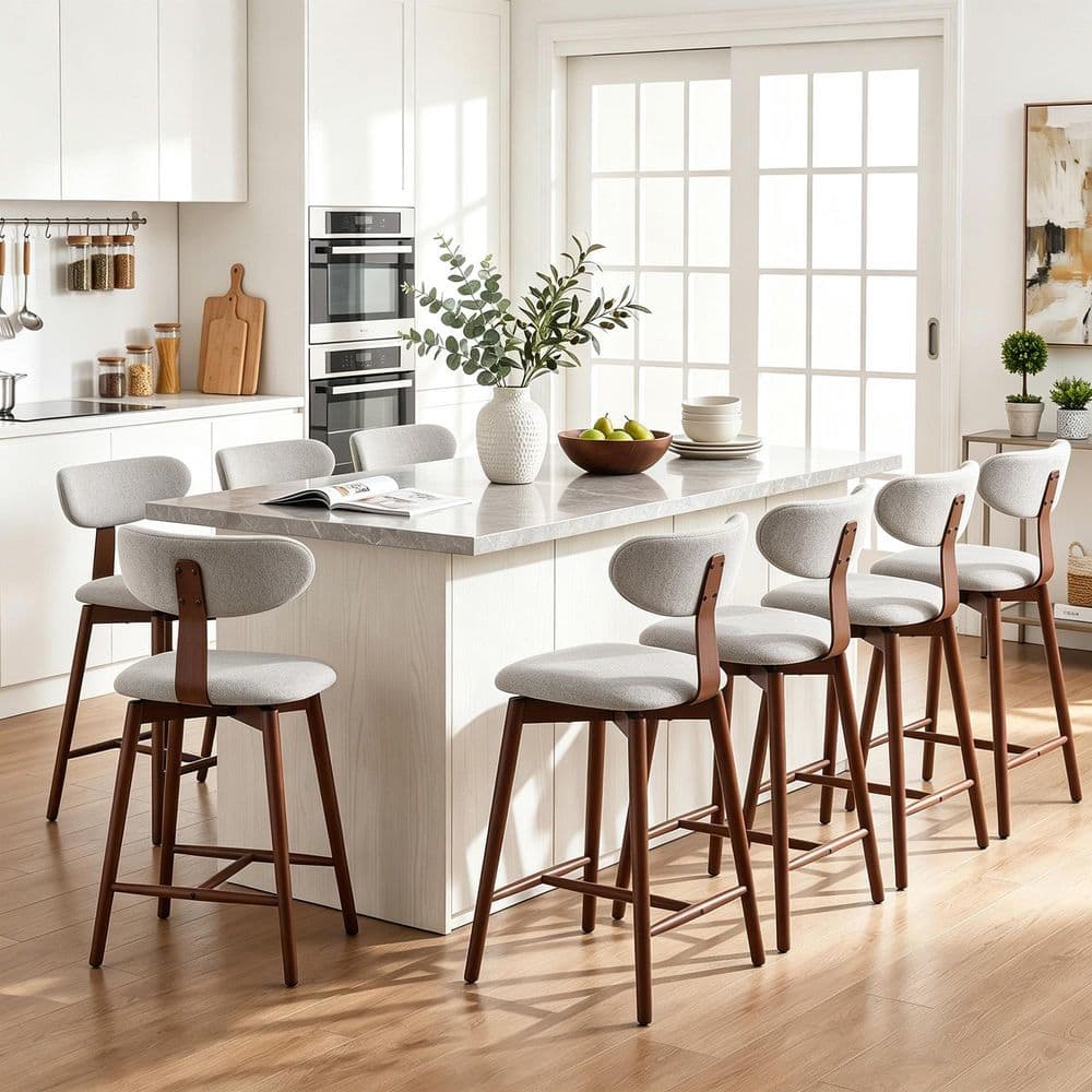 ライトグレー Stool Uixe 22.4 in. H Light Gray Low Back Solid Wood Swivel Bar Stool