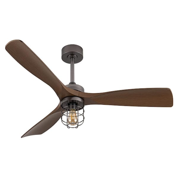 Pia Ricco 52 in. Black Indoor Standard Ceiling Fans with 3-Dark Brown Finished Blades