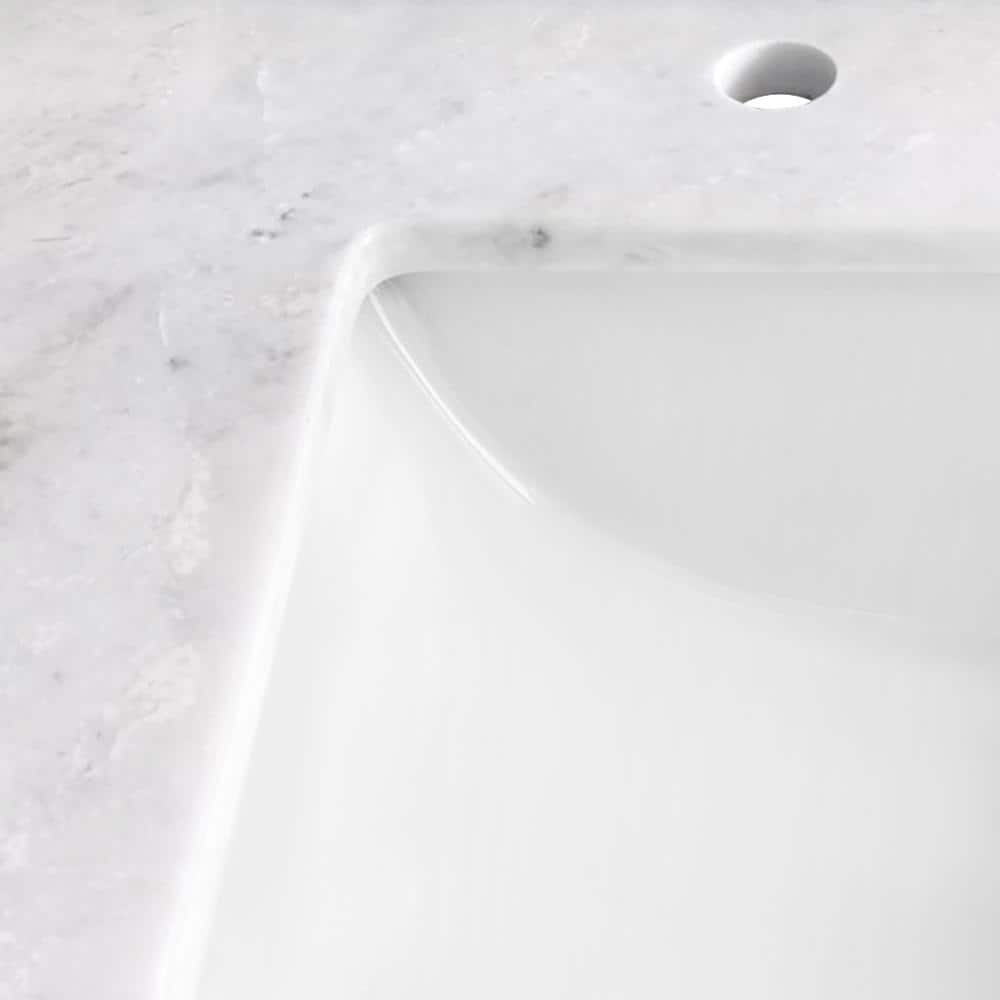 31'' White Marble Single Sink Bathroom Vanity Top with Backsplash