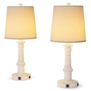 Carolene 22 in. Table Lamp Set of 2, 3-Way Dimmable Nightstand Touch Lamp with 2 USB Ports and AC Outlet