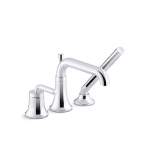 Tone Single-Handle Deck-Mount Roman Tub Faucet with Handshower in Polished Chrome