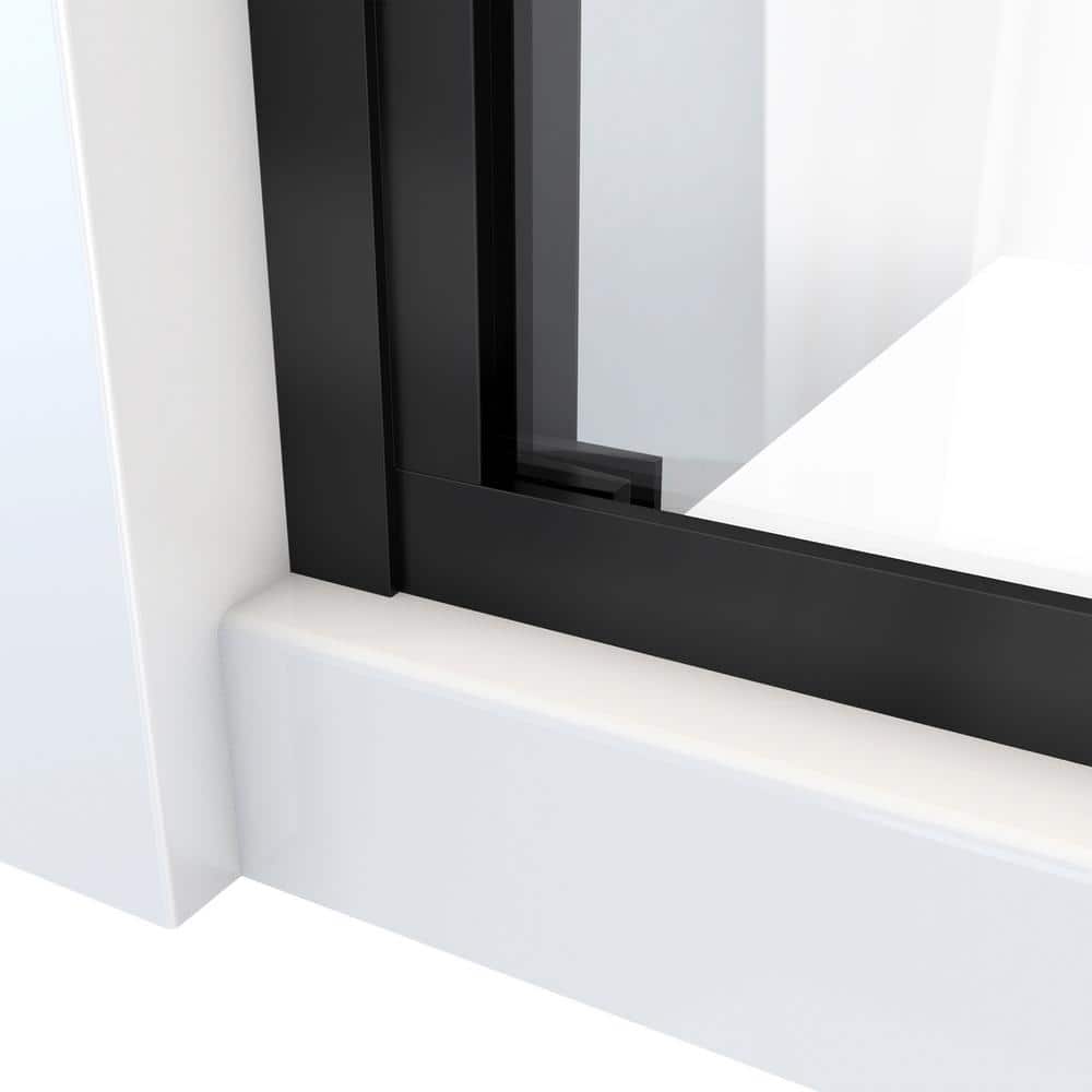 Matte Black 48" x 72" Semi-Frameless Sliding Shower Door