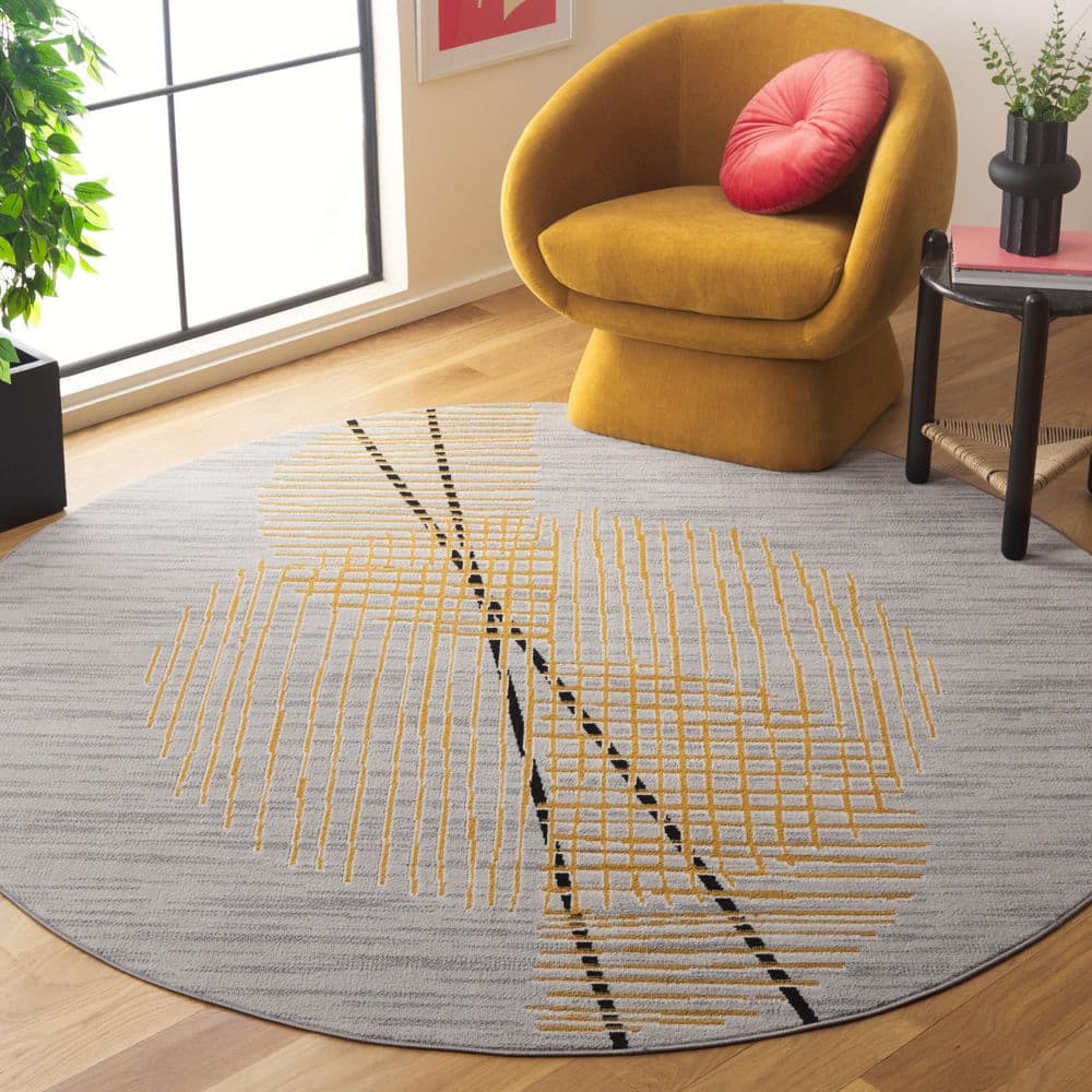 Odyssey 7 ft. x 7 ft. Gray/Gold Abstract Geometric Round Area Rug price history on PriceWatchPro