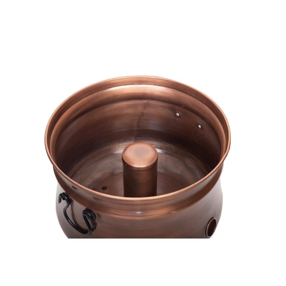 Antique Copper Steel Garden Hose Storage Pot with Lid