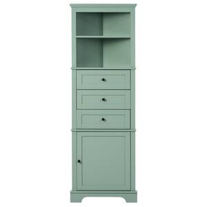 13.4 in. W x 23 in. D x 68.9 in. H Green Triangle Tall Storage Linen Cabinet with Drawers and Doors for Bathroom